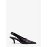 Leather decolleté slingback with croco effect