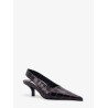 Leather decolleté slingback with croco effect