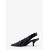 Leather decolleté slingback with croco effect