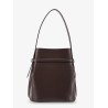 Leather bucket bag with frontal strap