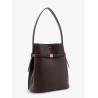 Leather bucket bag with frontal strap