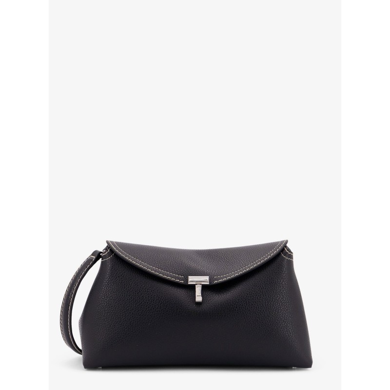 T-Lock leather clutch with contrasting stitchings