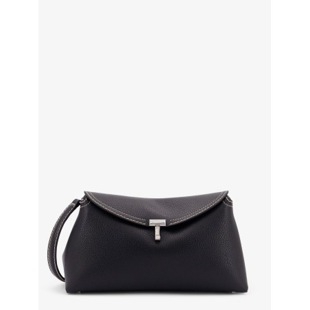 T-Lock leather clutch with contrasting stitchings