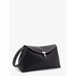 T-Lock leather clutch with contrasting stitchings