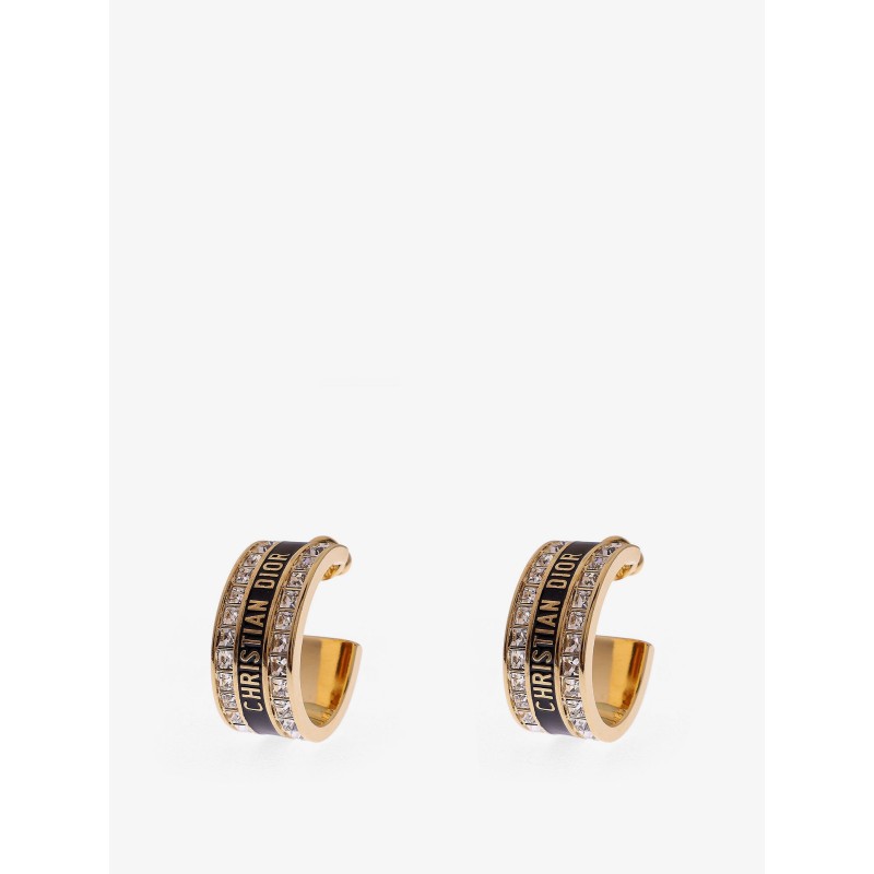 Hoops brass earrings with crystals