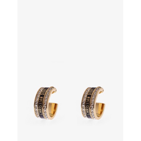 Hoops brass earrings with crystals