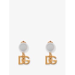 Brass earrings with logo monogram and pearl