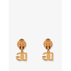 Brass earrings with logo monogram and pearl