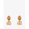 Brass earrings with logo monogram and pearl