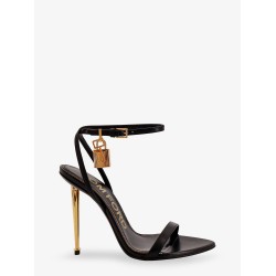 Leather sandals with logoed padlock