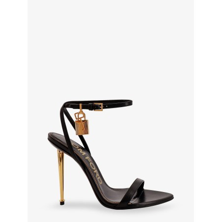 Leather sandals with logoed padlock