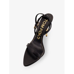 Leather sandals with logoed padlock