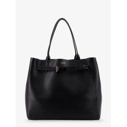 Leather shoulder bag with logo
