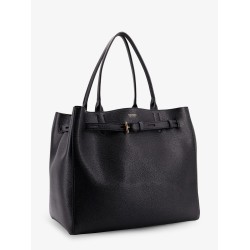 Leather shoulder bag with logo
