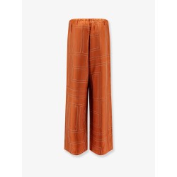 Silk trousers with monogram logo embroidery
