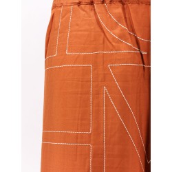 Silk trousers with monogram logo embroidery