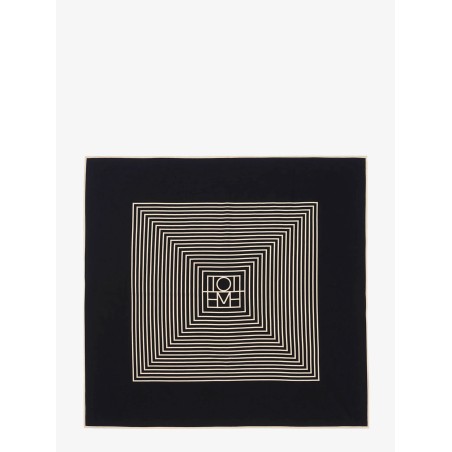 Silk foulard with Centered Monogram print