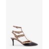 Rockstud leather decolleté slingback