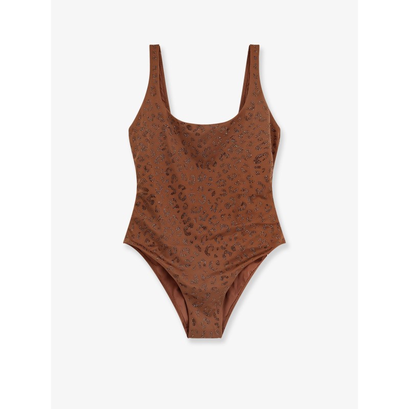 Lora Shiny Strass Leopard one-piece swimsuit