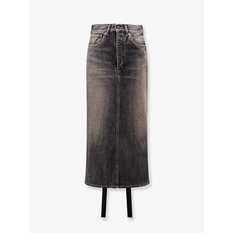 Denim skirt with laces interwining