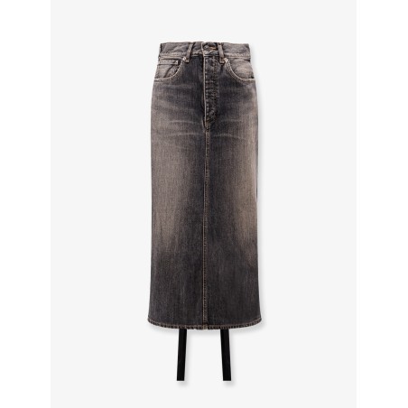 Denim skirt with laces interwining