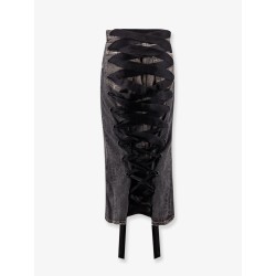 Denim skirt with laces interwining