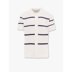 Linen blend cardigna with striped motif