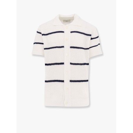 Linen blend cardigna with striped motif
