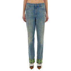 DENIM PANTS WITH JACQUARD EDGES
