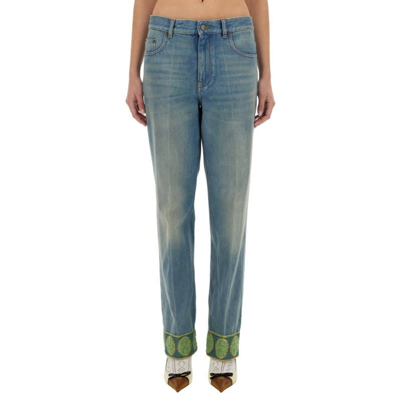 DENIM PANTS WITH JACQUARD EDGES DENIM PANTS WITH JACQUARD EDGES