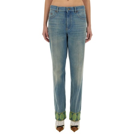 DENIM PANTS WITH JACQUARD EDGES