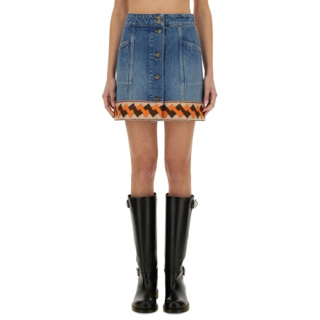 DENIM SKIRT WITH JACQUARD TRIM