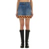 DENIM SKIRT WITH JACQUARD TRIM