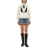 DENIM SKIRT WITH JACQUARD TRIM