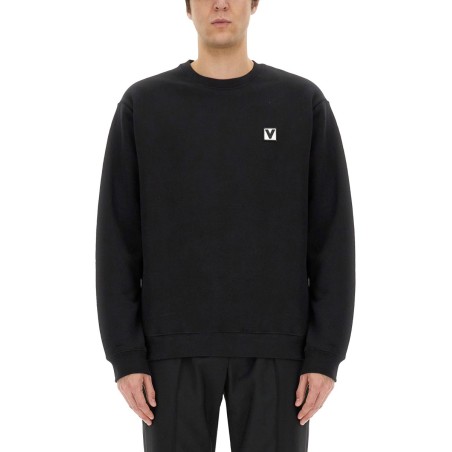 COTTON CREWNECK SWEATSHIRT WITH "CHEZ VALENTINO" PATCH