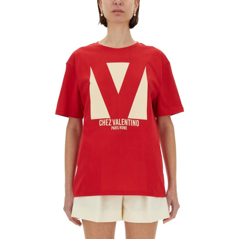 "CHEZ VALENTINO" PRINT T-SHIRT "CHEZ VALENTINO" PRINT T-SHIRT