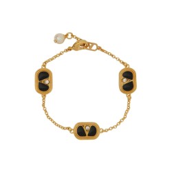 METAL, ENAMEL, CRYSTAL AND SWAROVSKI® PEARL "OVALETTE" BRACELET