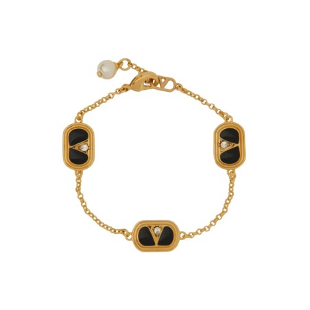 METAL, ENAMEL, CRYSTAL AND SWAROVSKI® PEARL "OVALETTE" BRACELET