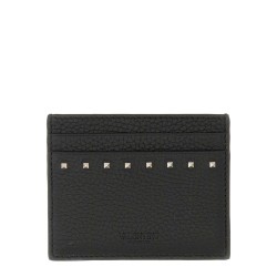 GARNET CALFSKIN "ROCKSTUD" CARD HOLDER