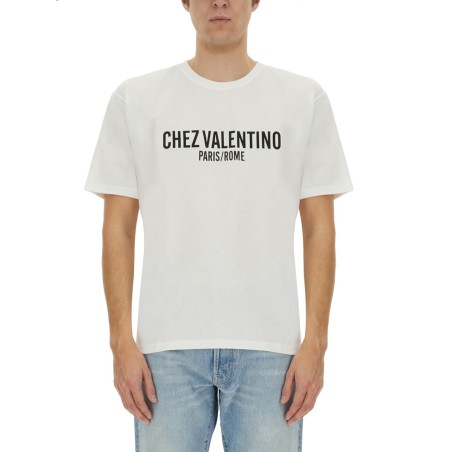 COTTON T-SHIRT WITH "CHEZ VALENTINO" PRINT