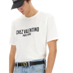 COTTON T-SHIRT WITH "CHEZ VALENTINO" PRINT
