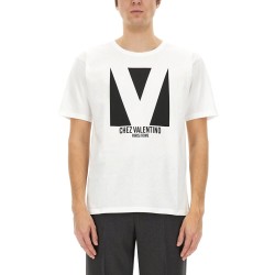 COTTON T-SHIRT WITH "CHEZ VALENTINO" PRINT