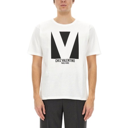 COTTON T-SHIRT WITH "CHEZ VALENTINO" PRINT