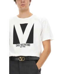 COTTON T-SHIRT WITH "CHEZ VALENTINO" PRINT