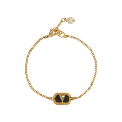METAL, ENAMEL, CRYSTAL AND SWAROVSKI® PEARL "OVALETTE" BRACELET
