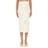SATIN MIDI SKIRT WITH 3D FLOWERS