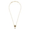 METAL "OVALETTE" NECKLACE WITH ENAMEL, CRYSTAL AND SWAROVSKI® PEARL