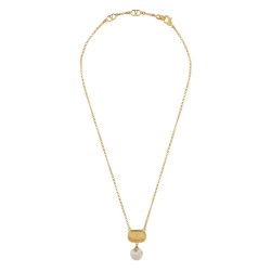 METAL "OVALETTE" NECKLACE WITH ENAMEL, CRYSTAL AND SWAROVSKI® PEARL