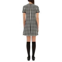 EMBROIDERED DAMIER LIGHT TWEED SHORT DRESS