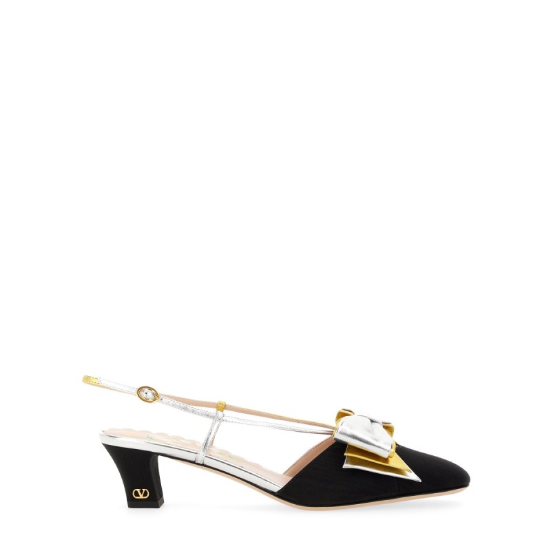 45MM MOIRÉ FABRIC BOWOW SLINGBACK DÉCOLLETÉ
